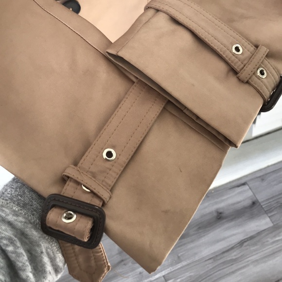 Zara Trench Coat Faux Suede Belted Pockets Buckled Sleeves Size XS - Picture 11 of 17